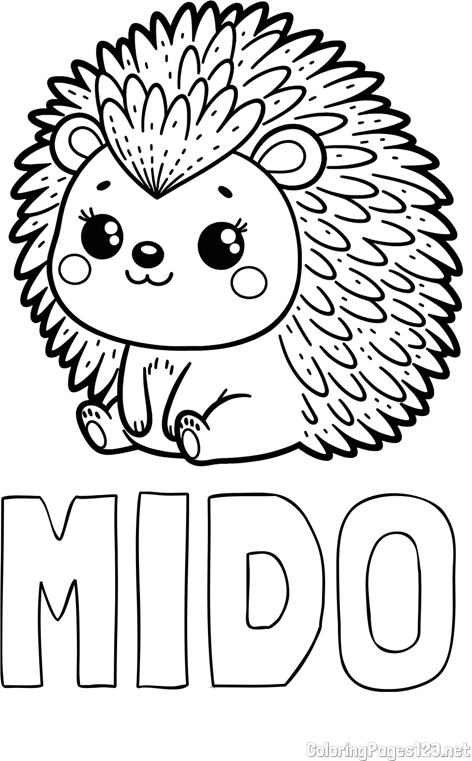 MIDO Coloring Page and Cute Hedgehog Coloring Page