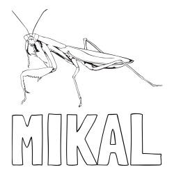 Online Created Coloring Page - MIKAL Coloring Page and Realistic Praying Mantis Coloring Page