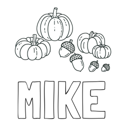 Online Created Coloring Page - MIKE Coloring Page and Autumn Harvest Coloring Page - Acorns and Pumpkins