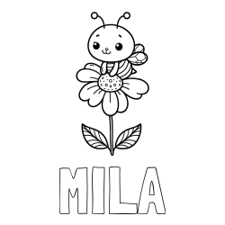 MILA Coloring Page alongside Coloring Page of a Cute Bee on a Flower