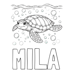 MILA Coloring Page and Coloring Page of a Sea Turtle Swimming in the Ocean