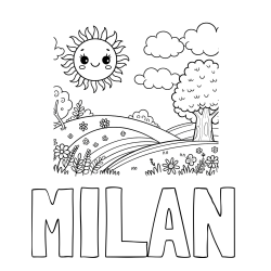 Online Created Coloring Page - MILAN Coloring Page and Sunny Nature Coloring Page