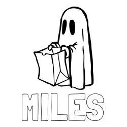 MILES Coloring Page and Ghost with a Candy Bag Coloring Page