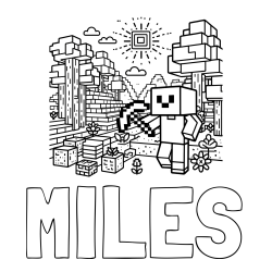 Online Created Coloring Page - MILES Coloring Page and Minecraft World Coloring Page