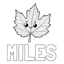 Online Created Coloring Page - MILES Coloring Page and Smiling Leaf Coloring Page for Kids