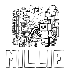 Online Created Coloring Page - MILLIE Coloring Page and Minecraft World Coloring Page