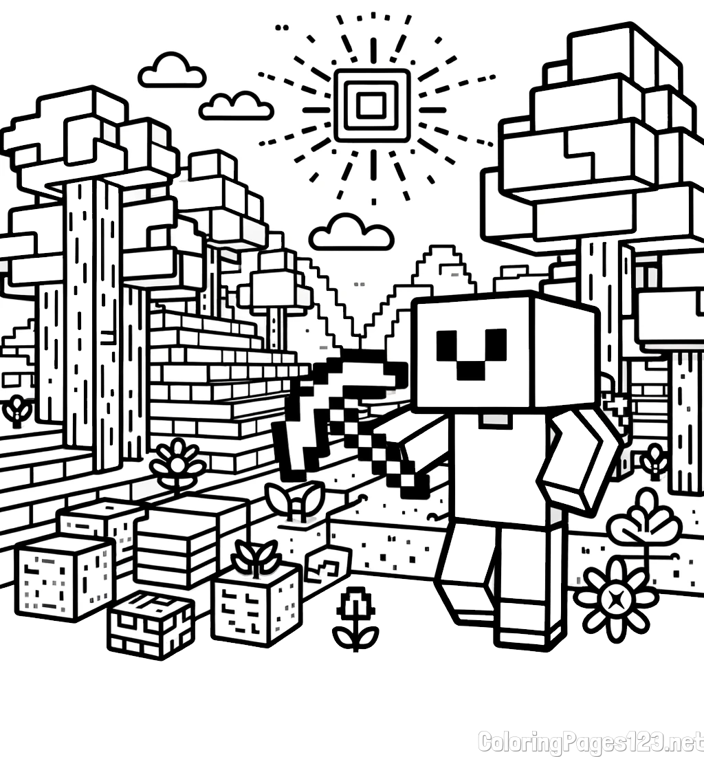 Minecraft World Coloring Page
