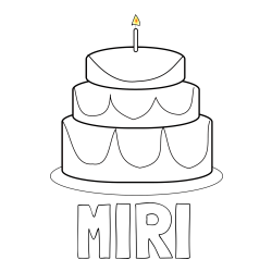 Online Created Coloring Page - MIRI Coloring Page and Big Birthday Cake Coloring Page