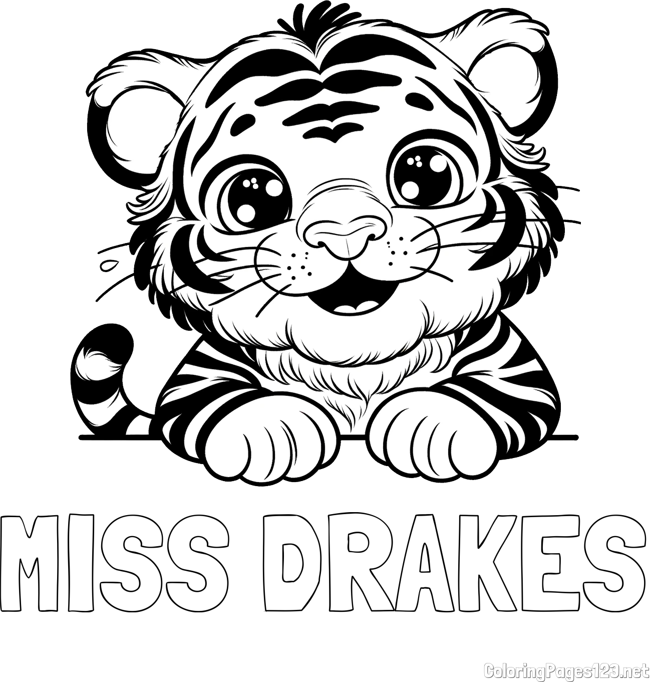 MISS DRAKES Coloring Page alongside Tiger Cub Coloring Page