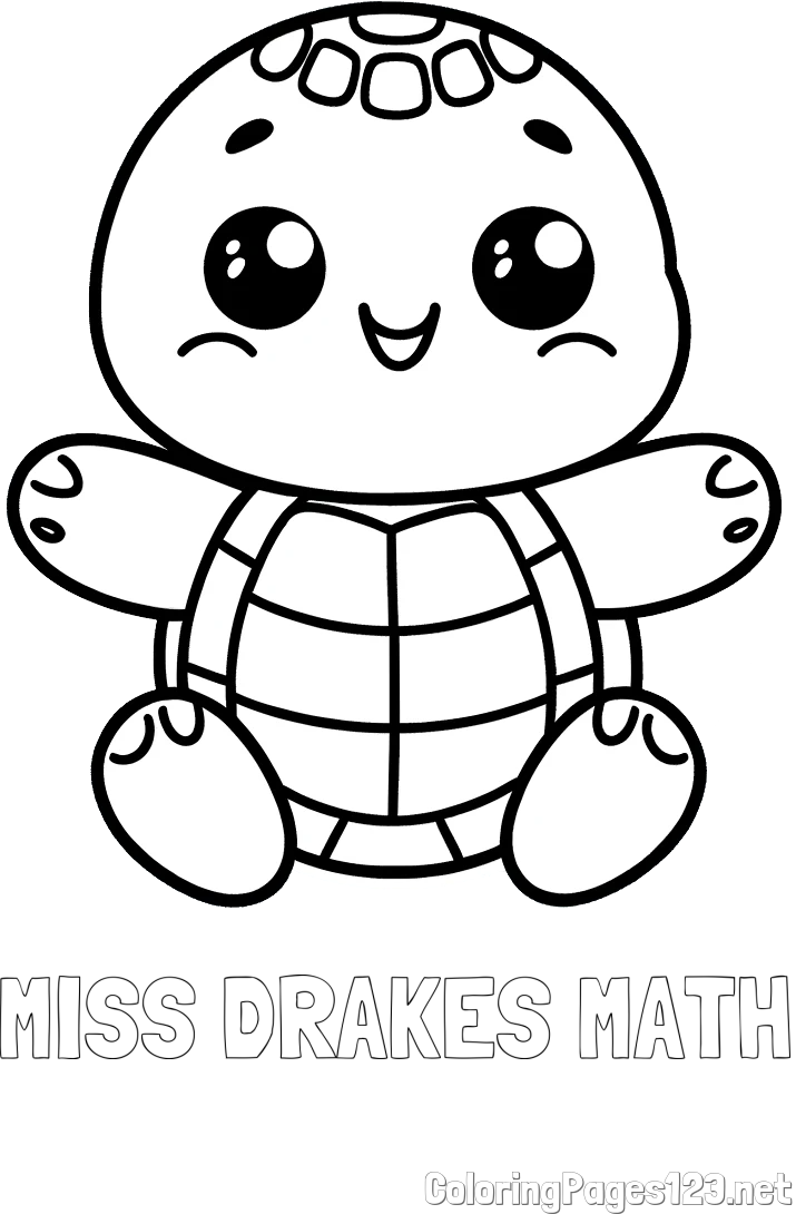 MISS DRAKES MATH Coloring Page alongside Easy Coloring Page of Turtle