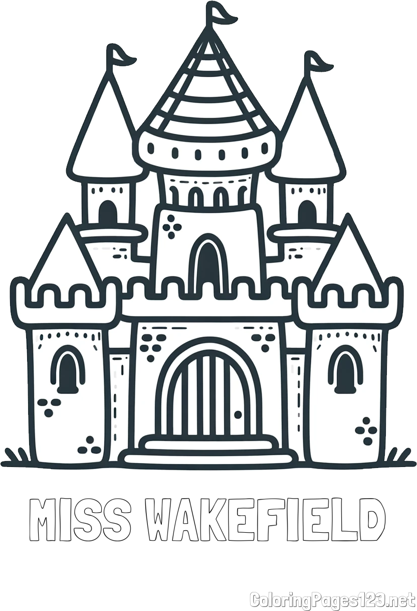 MISS WAKEFIELD Coloring Page and Beautiful Castle Coloring Page for Kids