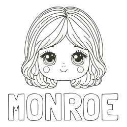 MONROE Coloring Page and Cute Girl Face Coloring Page