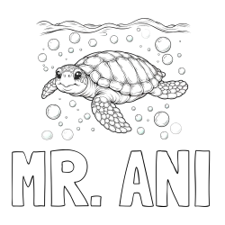 Online Created Coloring Page - MR. ANI Coloring Page and Coloring Page of a Sea Turtle Swimming in the Ocean