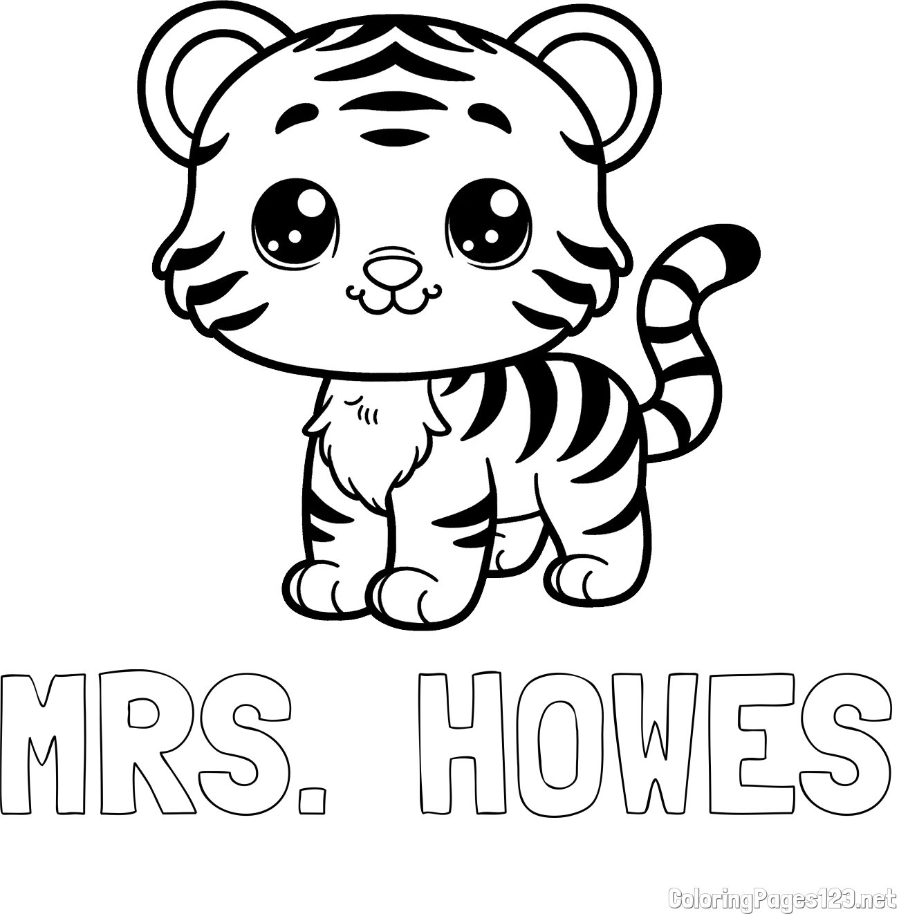 MRS.  HOWES Coloring Page and Cute Tiger Cub Coloring Page