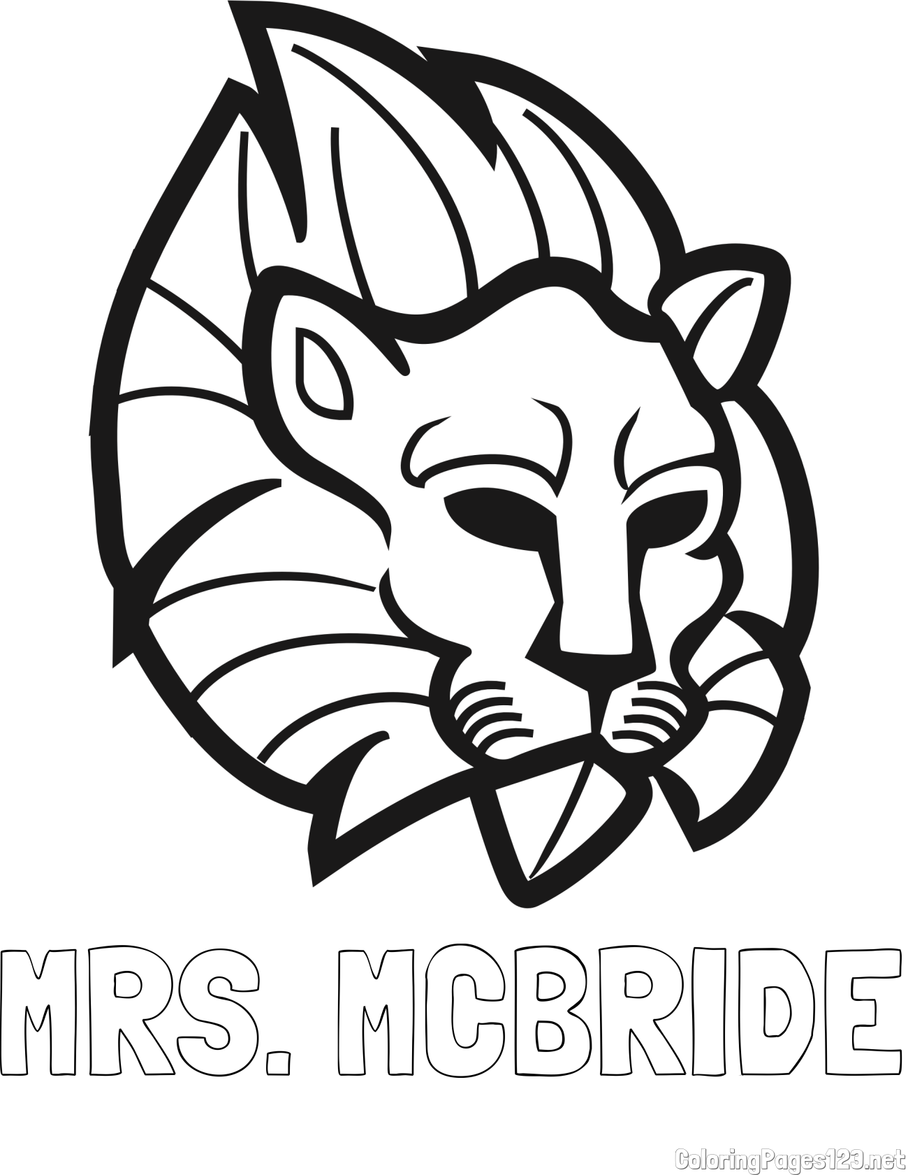 MRS. MCBRIDE Coloring Page and Abstract Lion Face Coloring Page