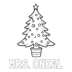 MRS. ONEAL Coloring Page and Beautiful Christmas Tree Coloring Page