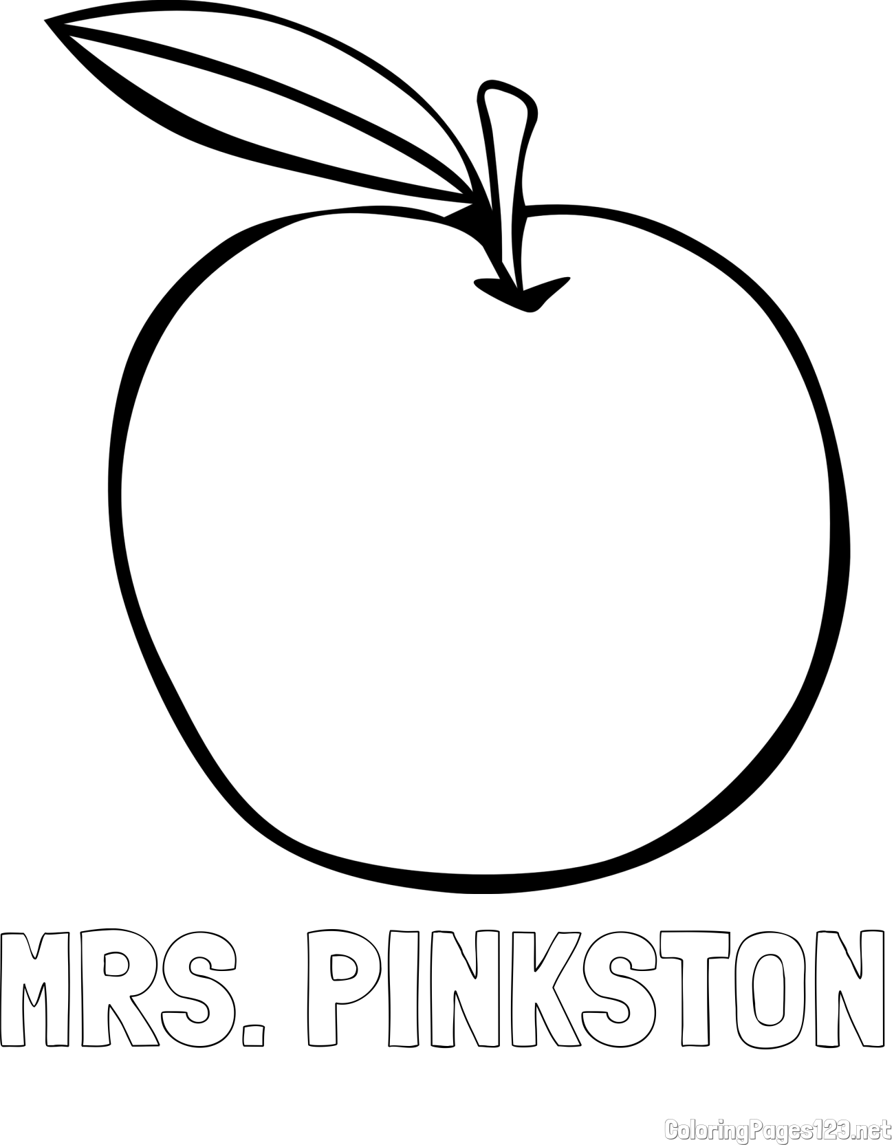 MRS. PINKSTON Coloring Page and Simple Apple Coloring Page