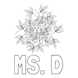 Online Created Coloring Page - MS. D Coloring Page and Rose Mandala Coloring Page