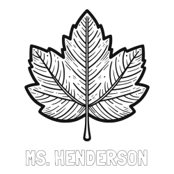 Online Created Coloring Page - MS. HENDERSON Coloring Page and Autumn Leaf Coloring Page