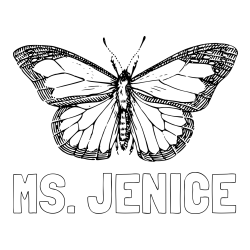 Online Created Coloring Page - MS. JENICE Coloring Page and Coloring Page of a Realistic Butterfly