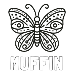 MUFFIN Coloring Page and Butterfly Coloring Page (Simple)