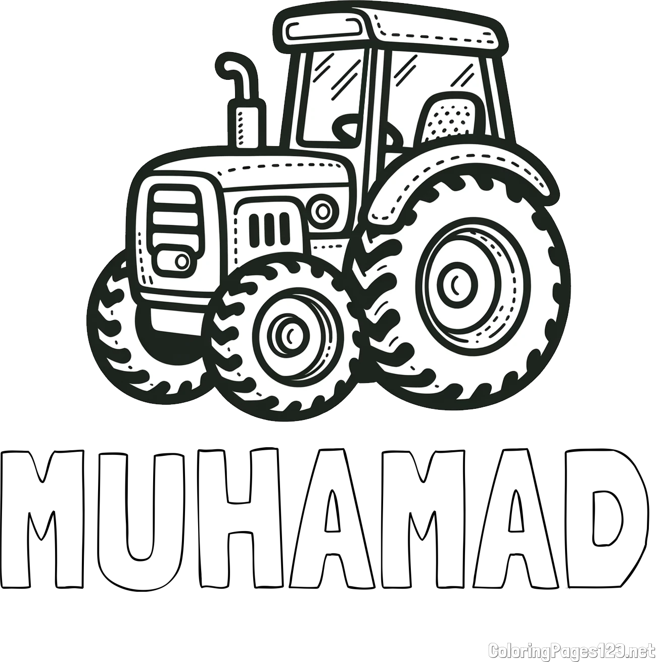 MUHAMAD Coloring Page and Beautiful Tractor Coloring Page