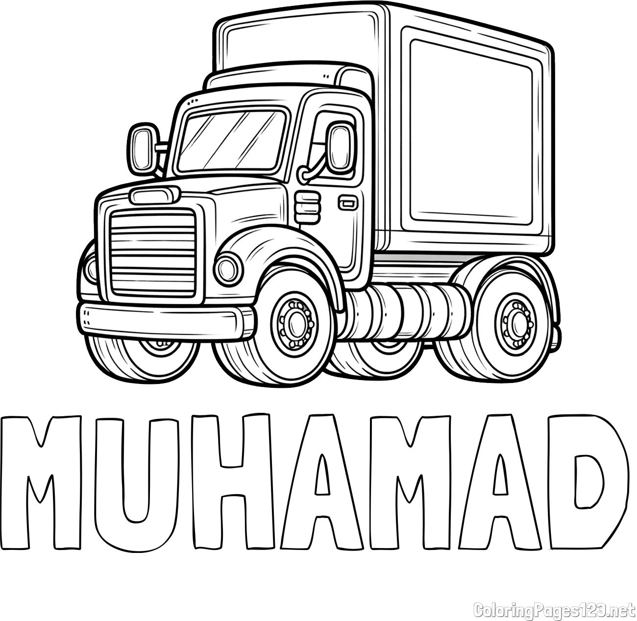MUHAMAD Coloring Page and Big Truck Coloring Page
