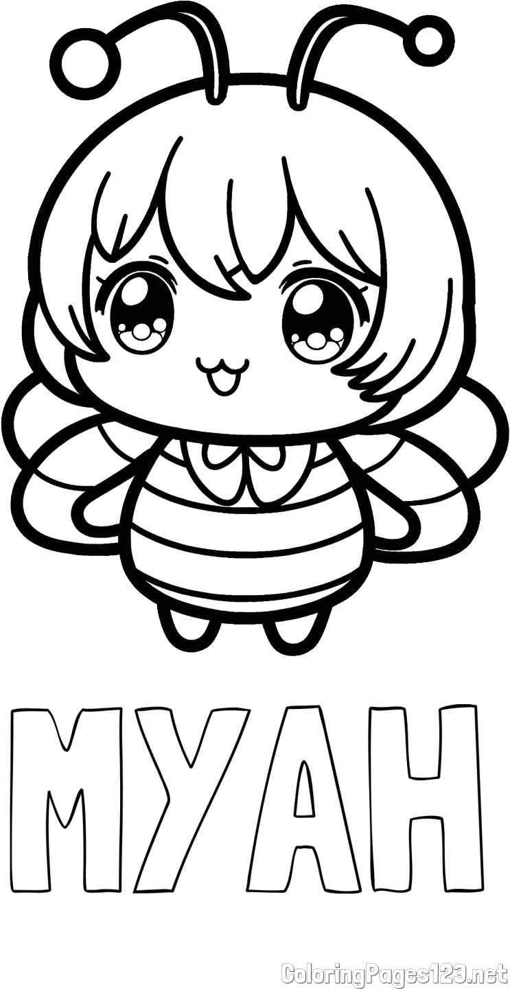 MYAH Coloring Page and Anime-Style Bee Coloring Page