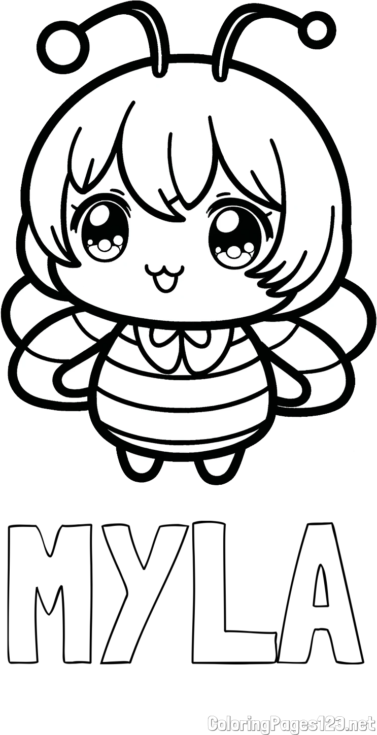 MYLA Coloring Page and Anime-Style Bee Coloring Page