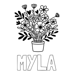 Online Created Coloring Page - MYLA Coloring Page and Easy Flower Bouquet Coloring Page