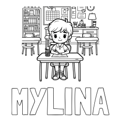 Online Created Coloring Page - MYLINA Coloring Page and Cute Student in Class Coloring Page