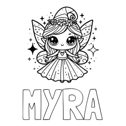MYRA Coloring Page and Coloring Page of Adorable Magical Fairy