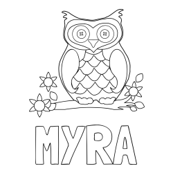 MYRA Coloring Page and Owl on a Branch Coloring Page