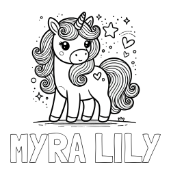 MYRA LILY Coloring Page and Cute Unicorn Coloring Page