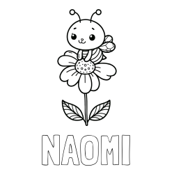 Online Created Coloring Page - NAOMI Coloring Page and Coloring Page of a Cute Bee on a Flower