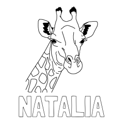 Online Created Coloring Page - NATALIA Coloring Page and Beautiful Coloring Page of a Giraffe's Head