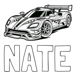 Online Created Coloring Page - NATE Coloring Page and Coloring Page of a Futuristic Racing Car