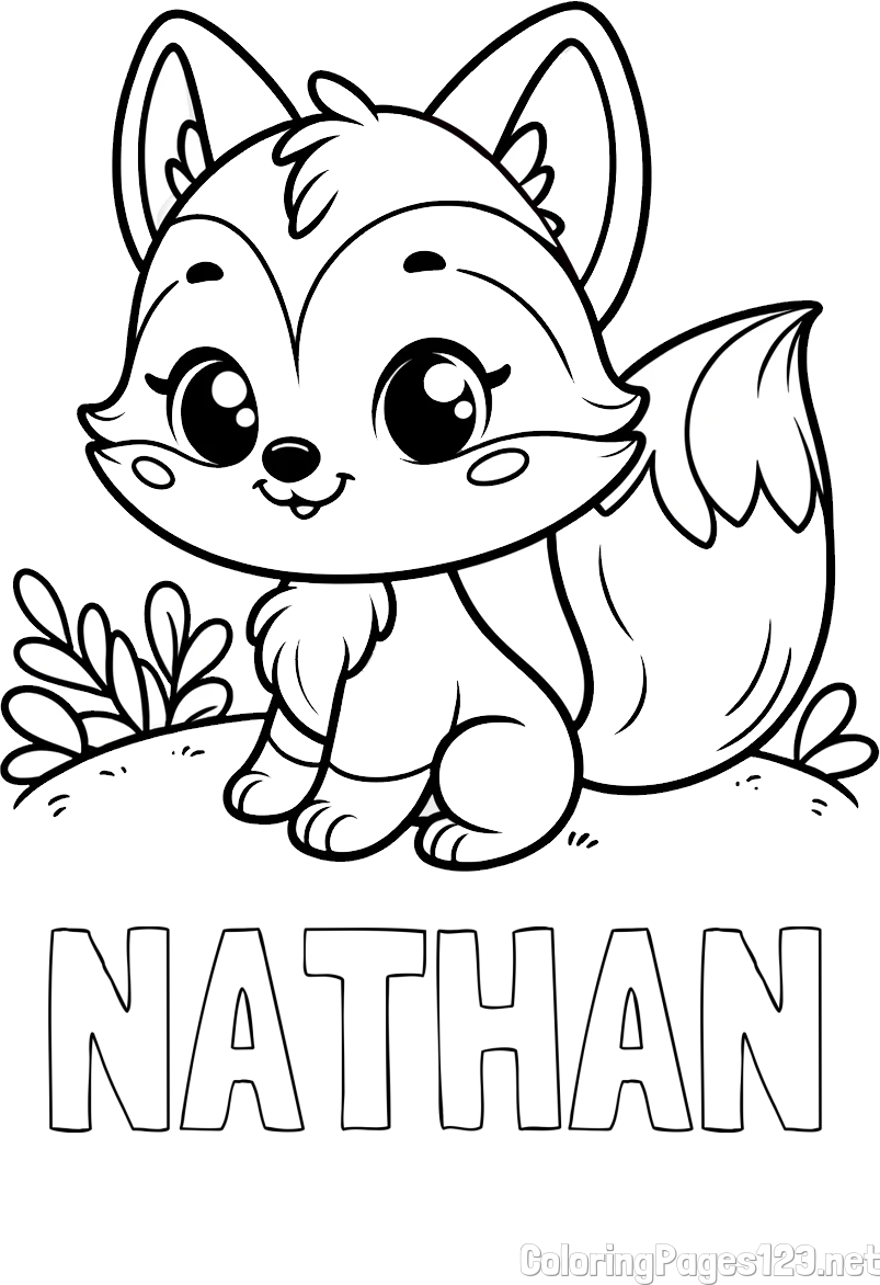 NATHAN Coloring Page alongside Cute Fox Coloring Page