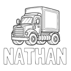 Online Created Coloring Page - NATHAN Coloring Page and Big Truck Coloring Page
