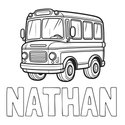 NATHAN Coloring Page and Children's Coloring Page of a Bus