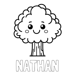 Online Created Coloring Page - NATHAN Coloring Page and Cute Smiling Tree Coloring Page