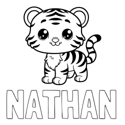 Online Created Coloring Page - NATHAN Coloring Page and Cute Tiger Cub Coloring Page