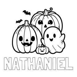 Online Created Coloring Page - NATHANIEL Coloring Page and Halloween Pumpkin and Ghost Coloring Page