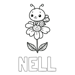 Online Created Coloring Page - NELL Coloring Page and Coloring Page of a Cute Bee on a Flower