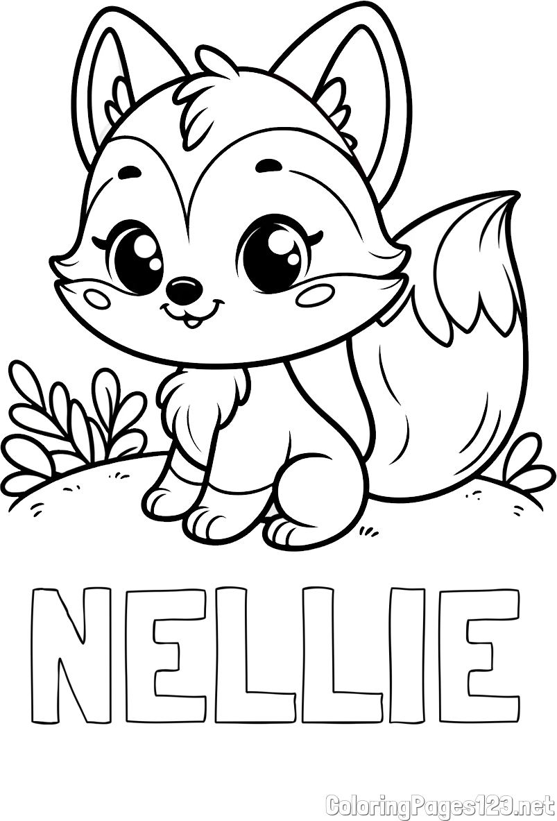 NELLIE Coloring Page and Cute Fox Coloring Page