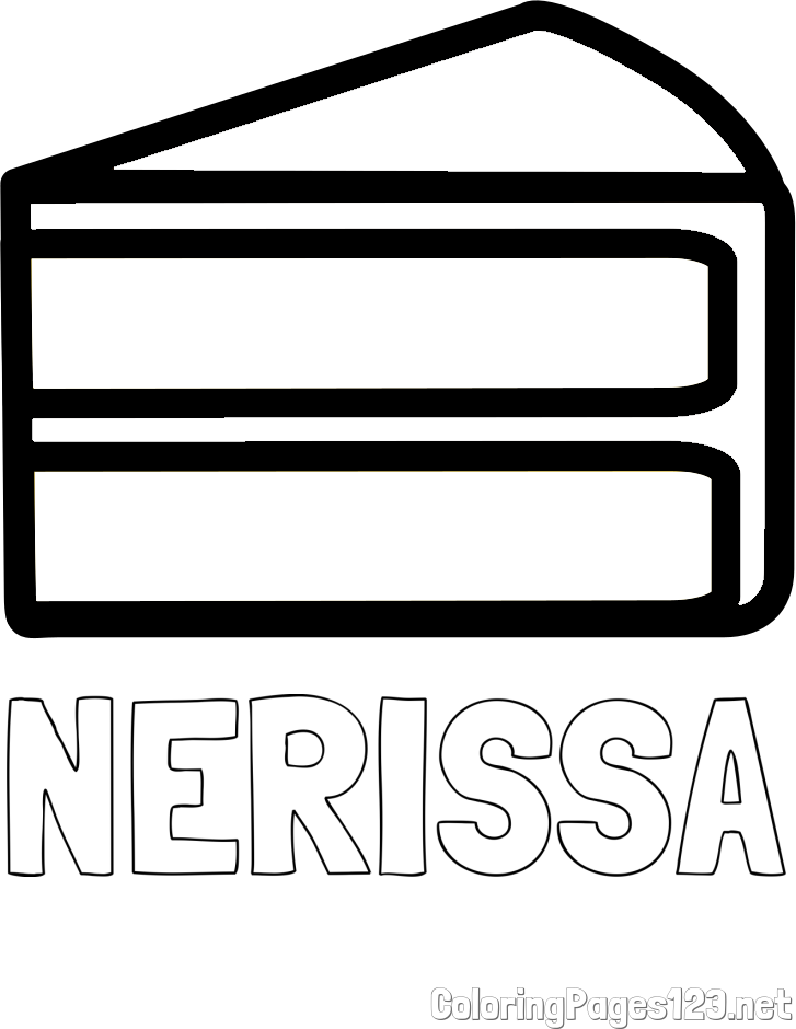 NERISSA Coloring Page and Simple Slice of Cake Coloring Page