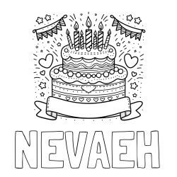 Online Created Coloring Page - NEVAEH Coloring Page and Cute Birthday Cake Coloring Page