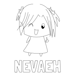 Online Created Coloring Page - NEVAEH Coloring Page and Simple Coloring Page of a Smiling Anime Girl