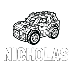 NICHOLAS Coloring Page alongside LEGO Car Coloring Page