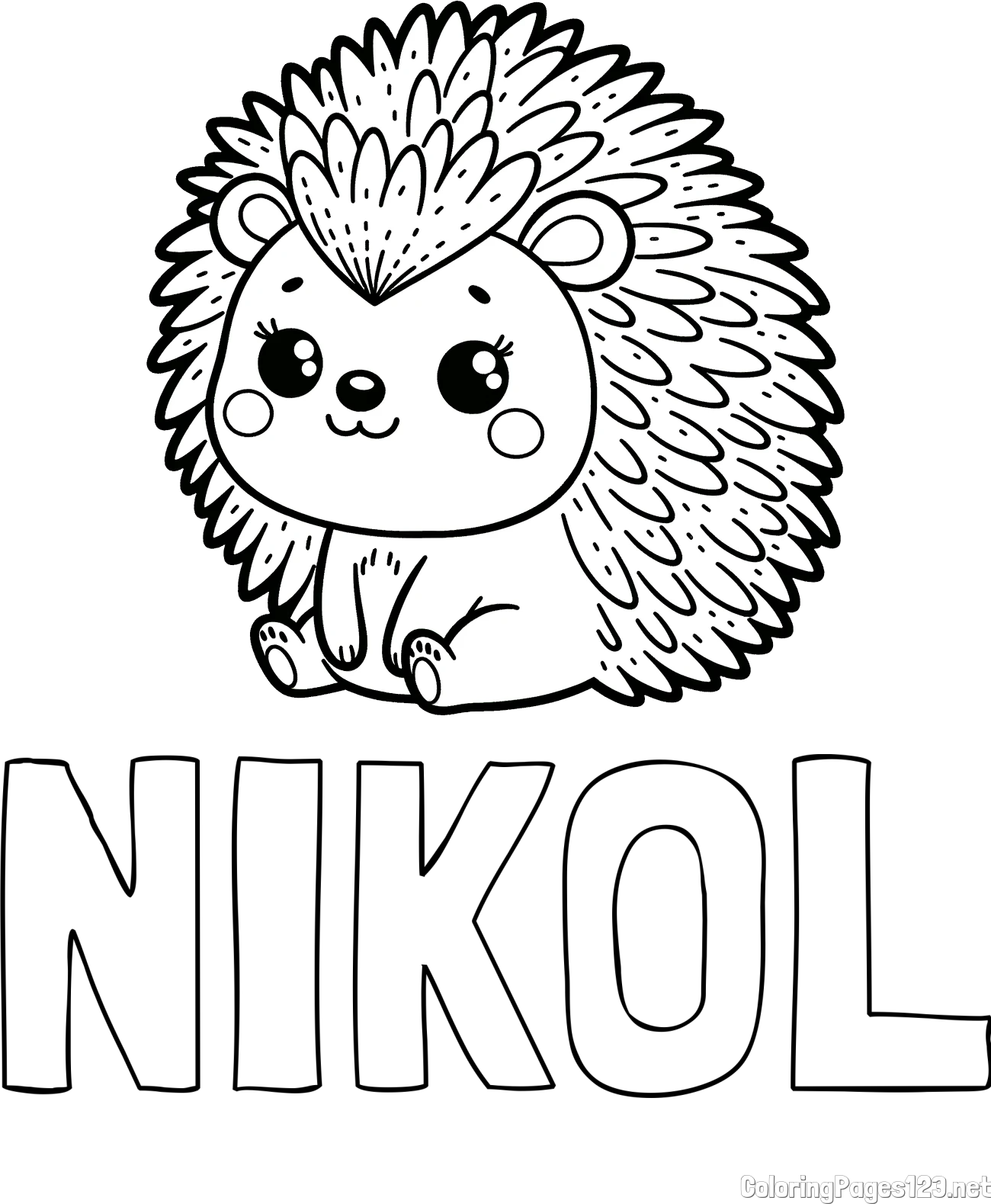 NIKOL Coloring Page alongside Cute Hedgehog Coloring Page